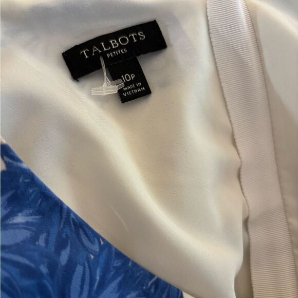 Talbots Floral Blue and White Daisy Sleeveless Dress Sz 10 petite - Picture 8 of 9